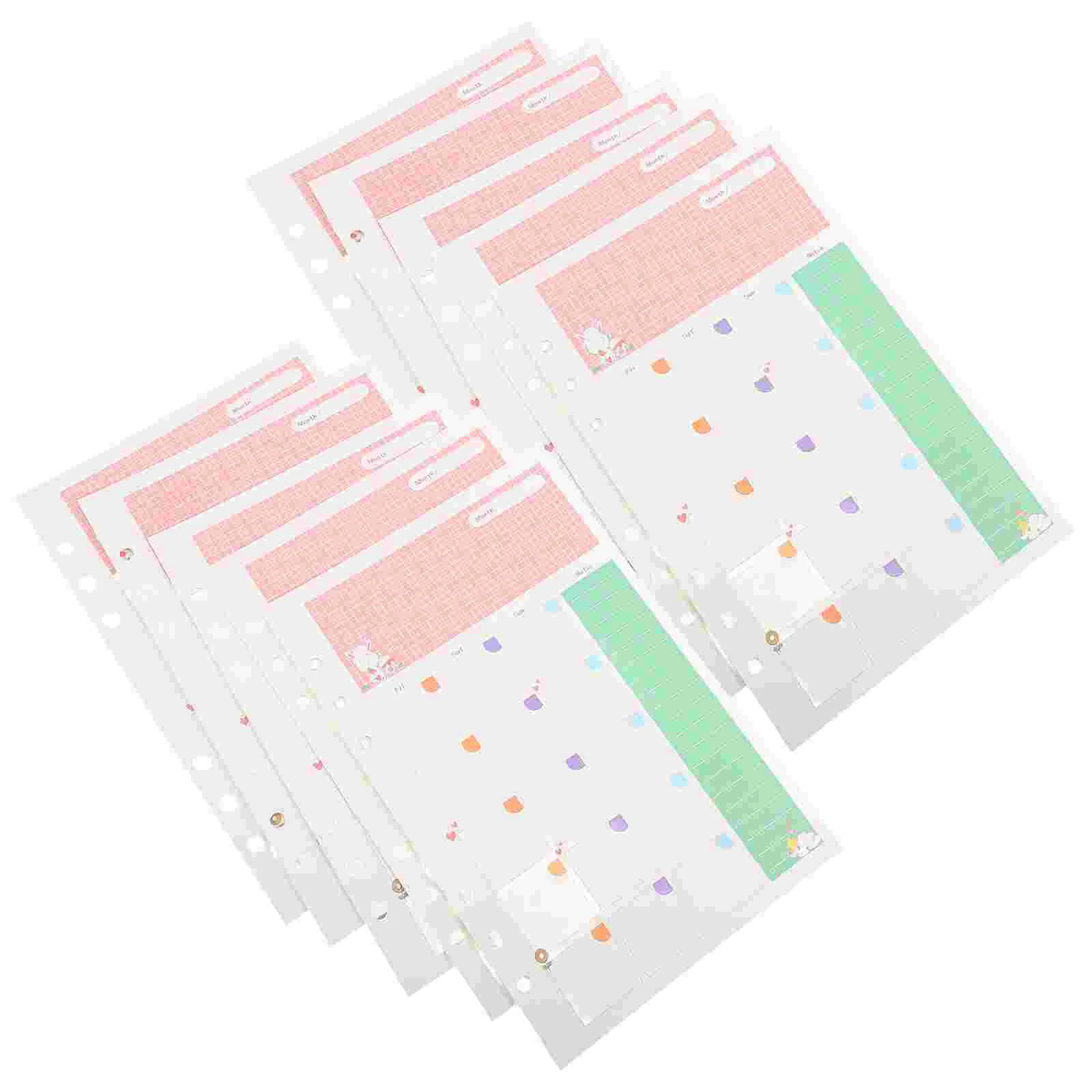 

1PC Colorful A5 Size 6 Holes Loose Leaf Paper Filler Paper Refills for Spiral Notebook Monthly Planner Notepad (Monthly Plan Pat