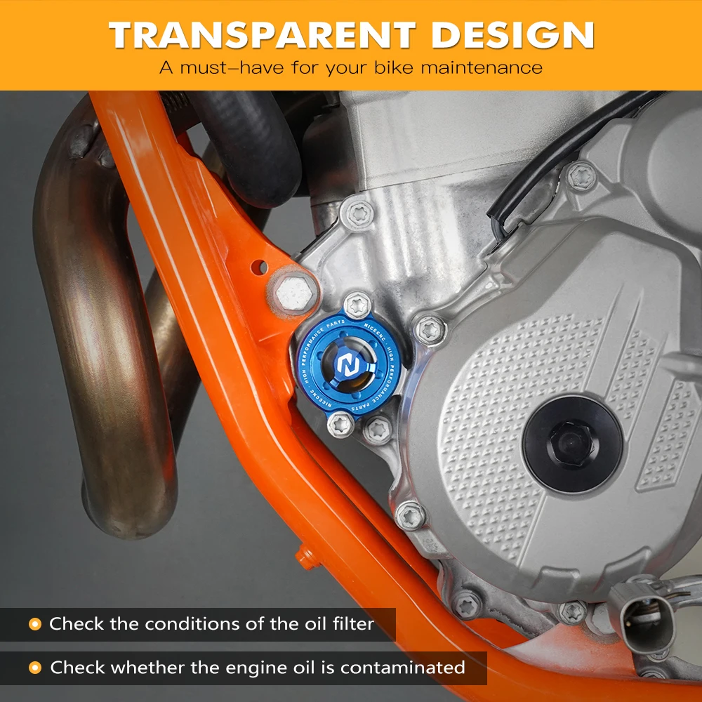 For Husqvarna FE 250 FE 350 FC 250 350 2014-2025 FE 450 501 2017-2025 Transparent Engine Oil Filter Cap For KTM EXCF 350 SXF 450