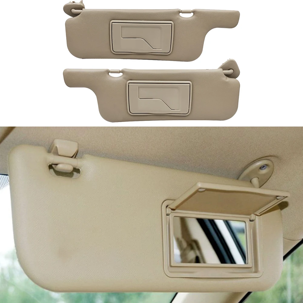 2Pcs Car Sun Visor Board Makeup Mirror Sun Shielding Board For Toyota For Corolla 2001 2002 2003 2004 2005 2006 2007 Beige