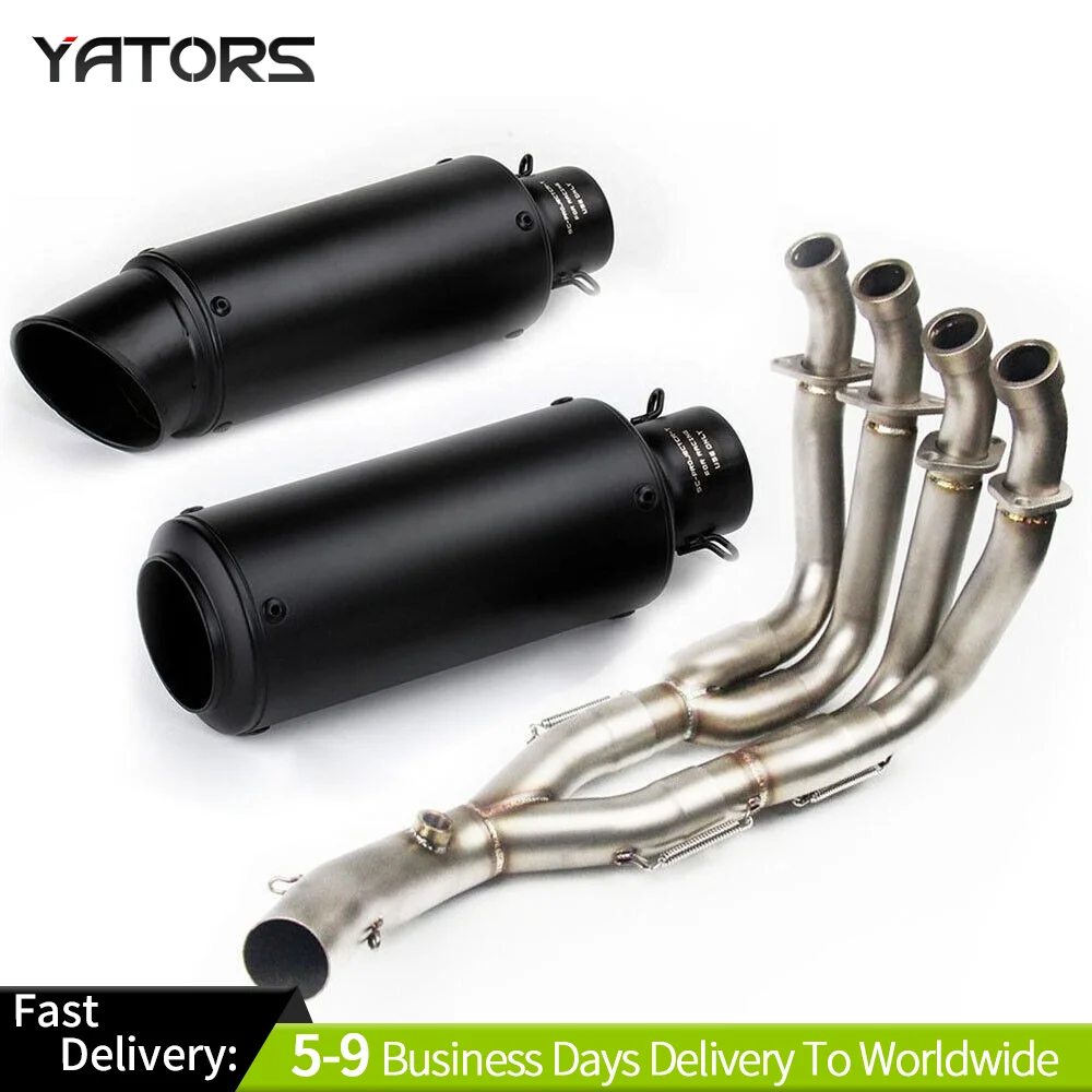 

For Yamaha R6 2006-2016 Full System Exhaust Tips Black Muffler Front Link Pipe Exhaust Systems Exhausts Pipes