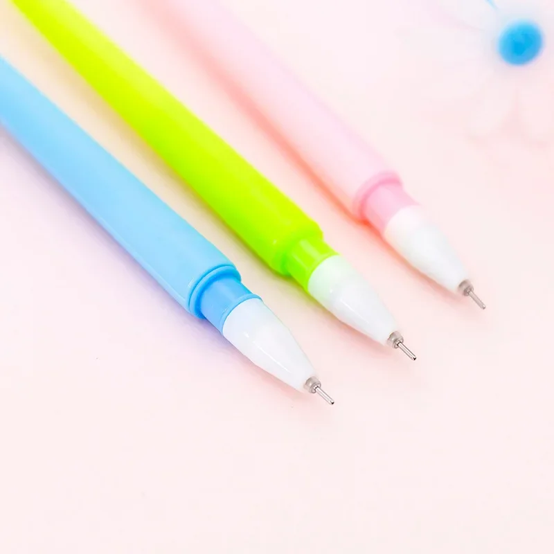Bolígrafo Neutral de flores coloridas creativo, descolorido por Gel ligero, bolígrafo de firma de escritura para estudiantes de silicona, bolígrafo divertido para niños