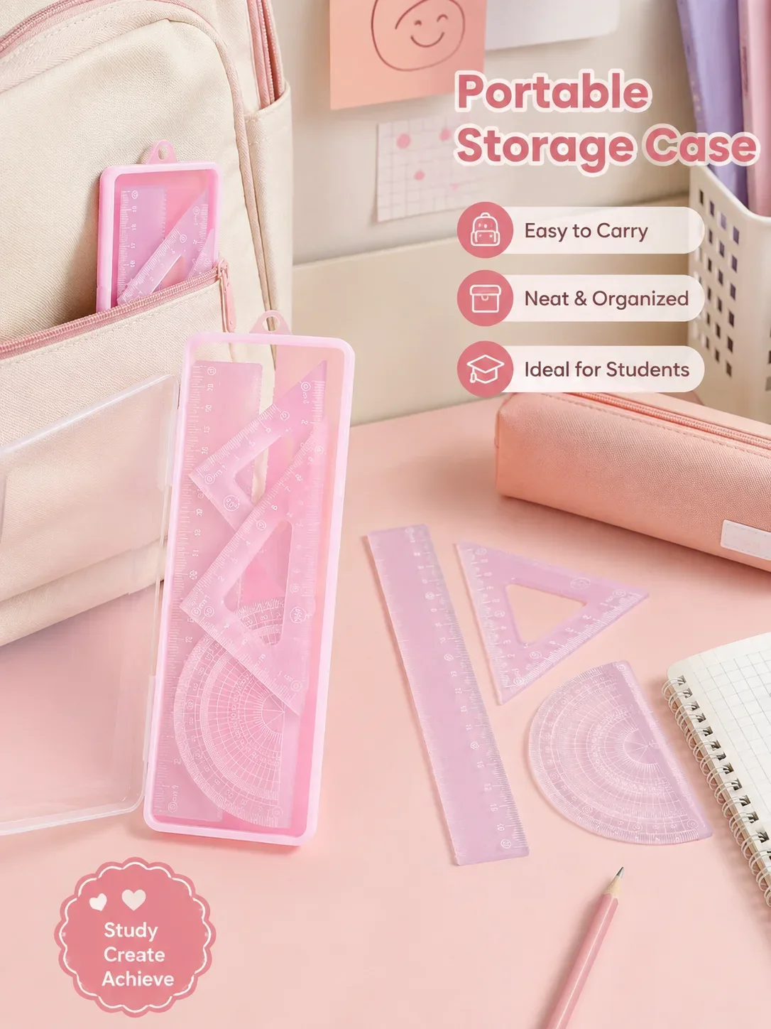 4Pcs Cartoon Jelly Ruler Kit, 20cm Straight Ruler for Students, High Beauty School Learning Stationery