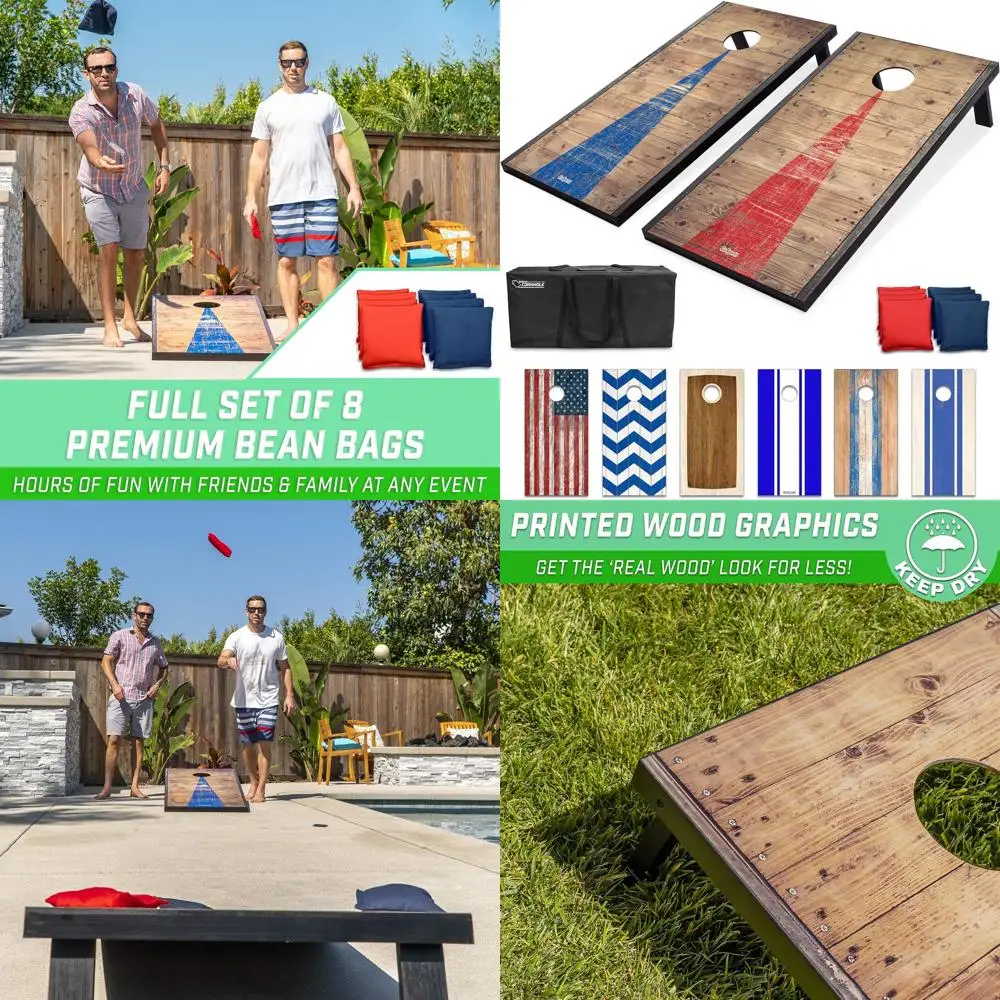 

GoSports Portable Cornhole Sets, 8 Styles – Choose 4 x 2 ft or 3 x 2 ft - Boards Include 8 Bean Bags, Travel Case, and Game Rule