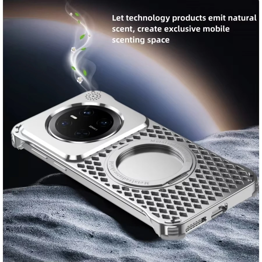 

Для Huawei Mate 70 60 Pro магнитный противоударный чехол с беспроводной зарядкой 360 ° Вращающийся металлический кронштейн для телефона с ароматерапией