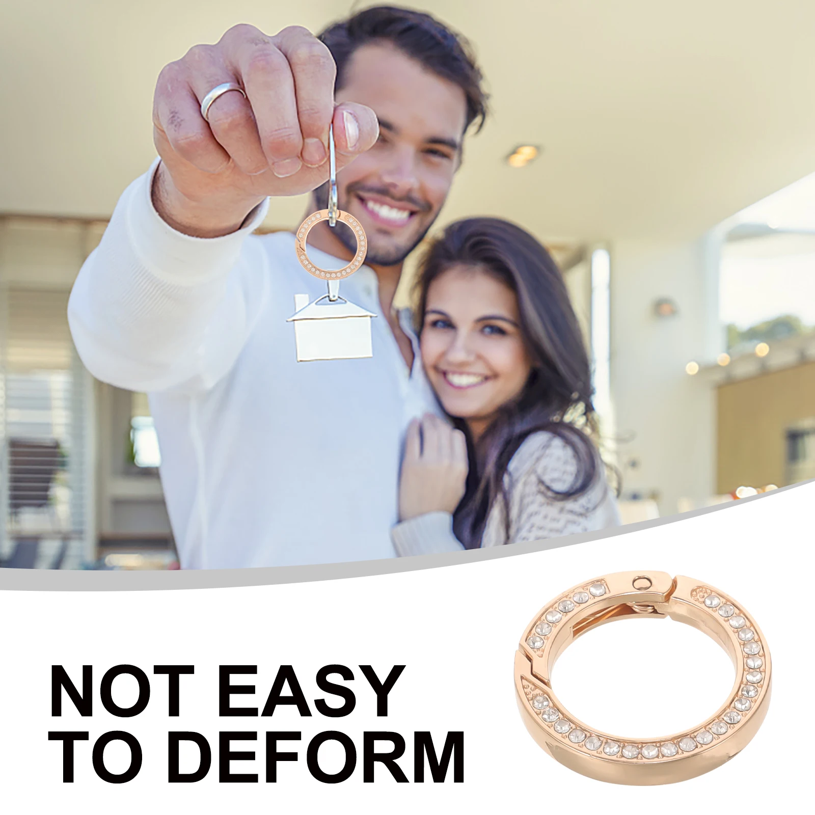 6 pezzi Anelli a molla con strass Portachiavi divisi in metallo per chiavi della macchina Progetti fai da te Fibbia a ferro di cavallo Portachiavi piccolo Parti di gioielli