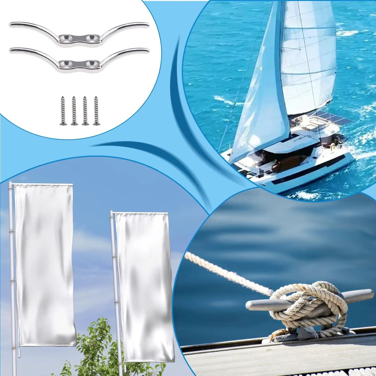 Rope Cleat Easy Installation Compact Tie Down Accessories Marine Cleats For Rope For Kayak Mooring Canoe Maritime Decks Piers