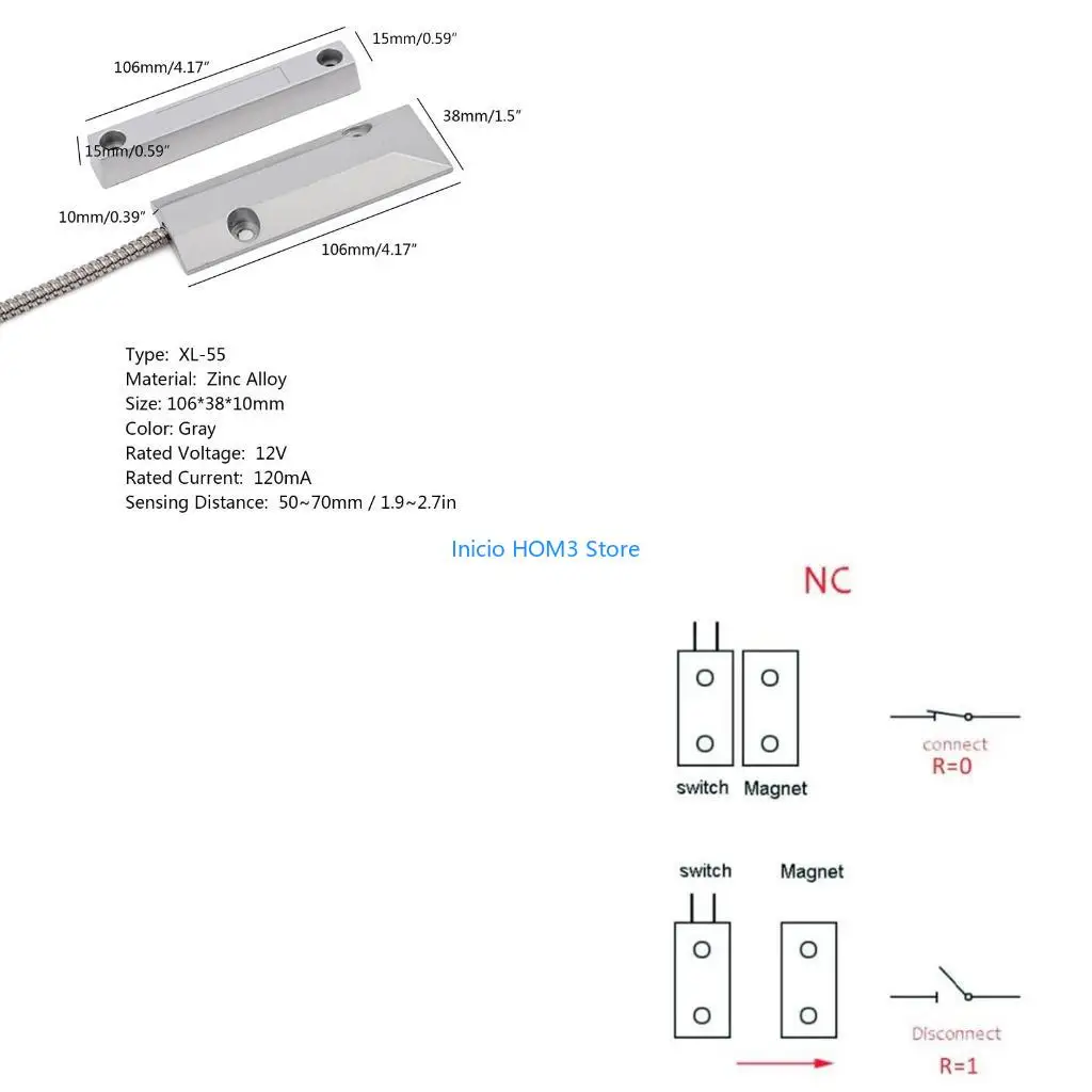 A5YD Door Sensors Window Security Contact Switch for Home Burglars Alarm Systems