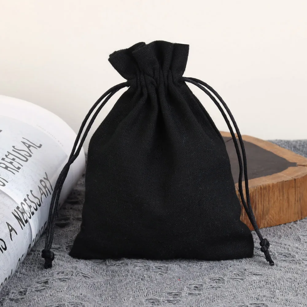 10pcs/lot Dustproof Black Cotton Drawstring Bag