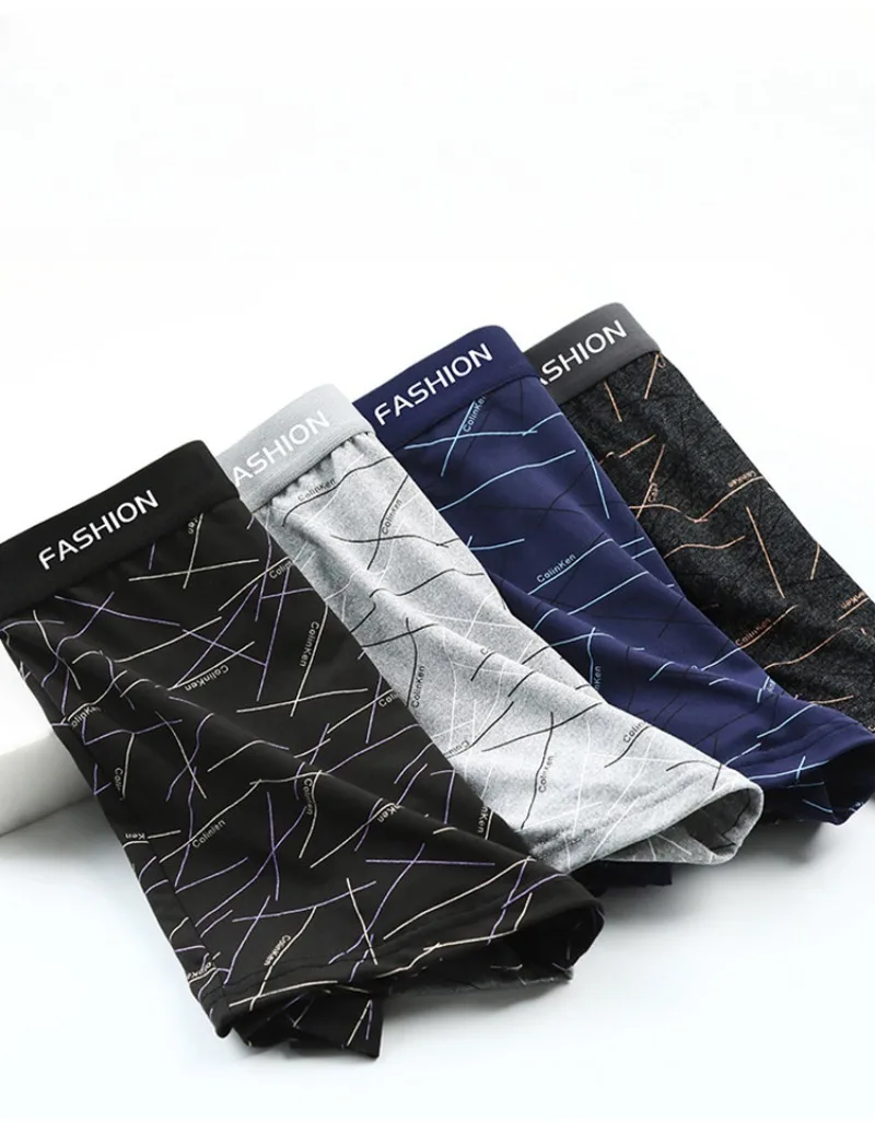 

4 шт. мужское нижнее белье, удобные, мягкие и модные интимные трусы-боксеры с принтом на каждый день, спортивные и дышащие боксеры