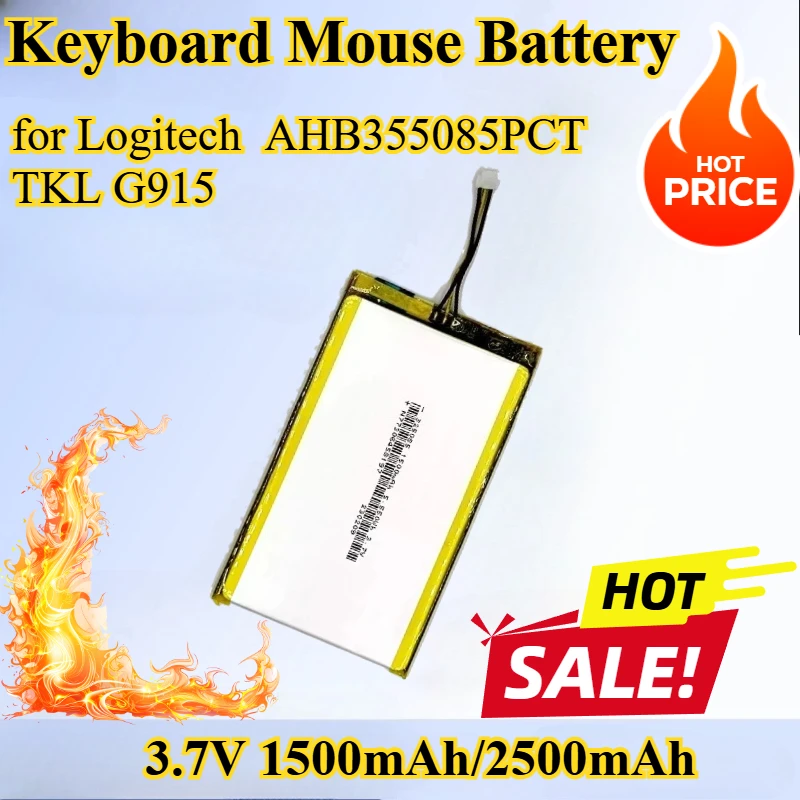

3.7V 1500mAh/2500mAh Keyboard Mouse Battery for Logitech AHB355085PCT TKL G915 G915TKL G913 Replacement Battery