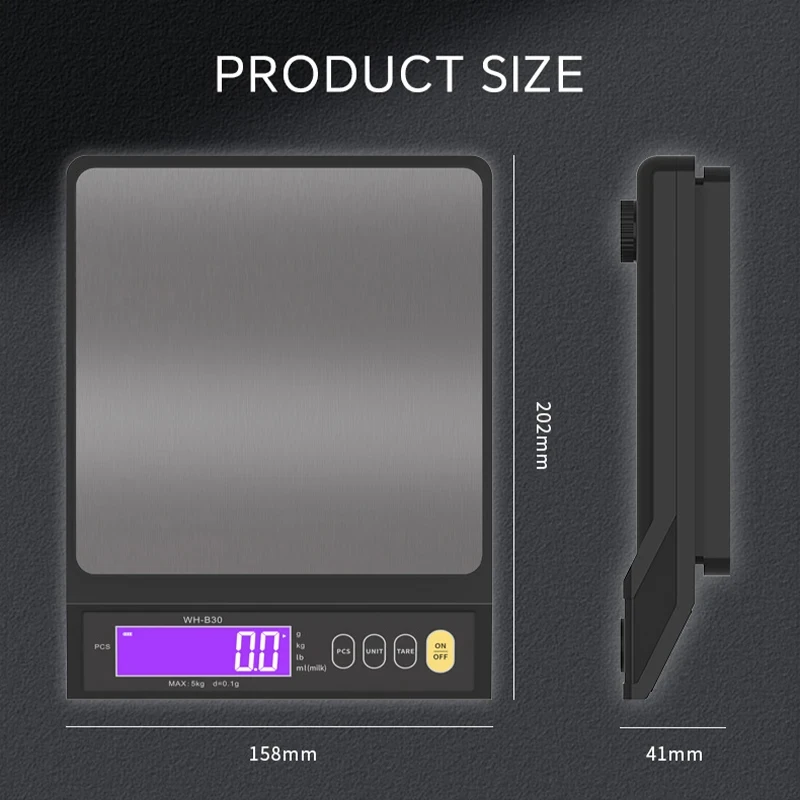 5kg/0.1g 10kg/1g Digital Electronic Kitchen Scale LCD Display Fully Waterproof Stainless Steel Measuring Weighing Baking Tool image 3