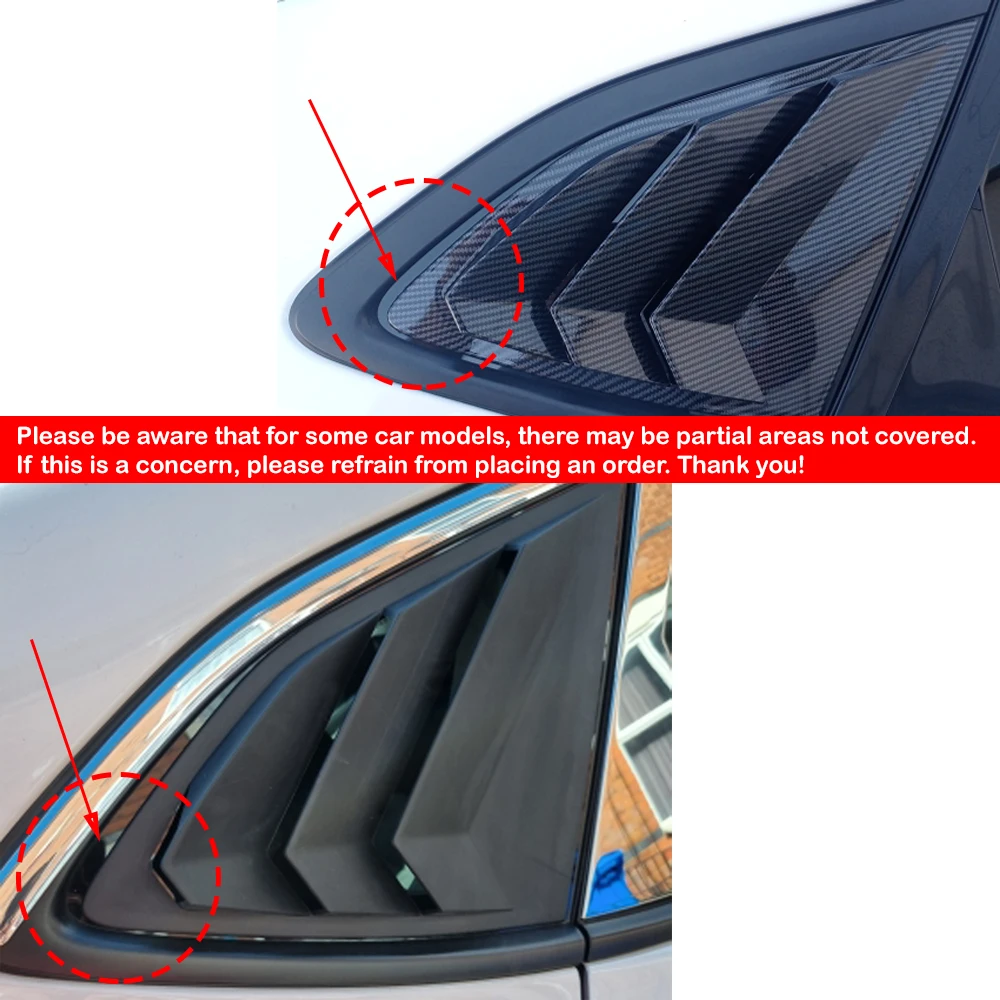 For Hyundai Tucson 2016-2020 2Pcs Car Rear Window Side Vent Shutter Louver Cover Trim Black Carbon Fiber Exterior Accessories