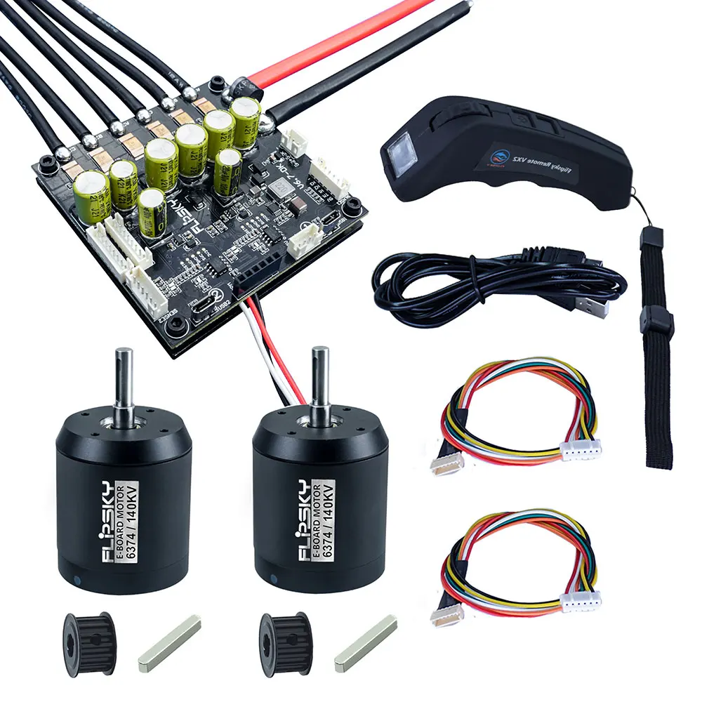 Group D7 Electric Skateboard Kit Includes 200A Dual FSESC 6.7 Pro Plus And 140KV/190KV BLDC 6374 Motors And Remote