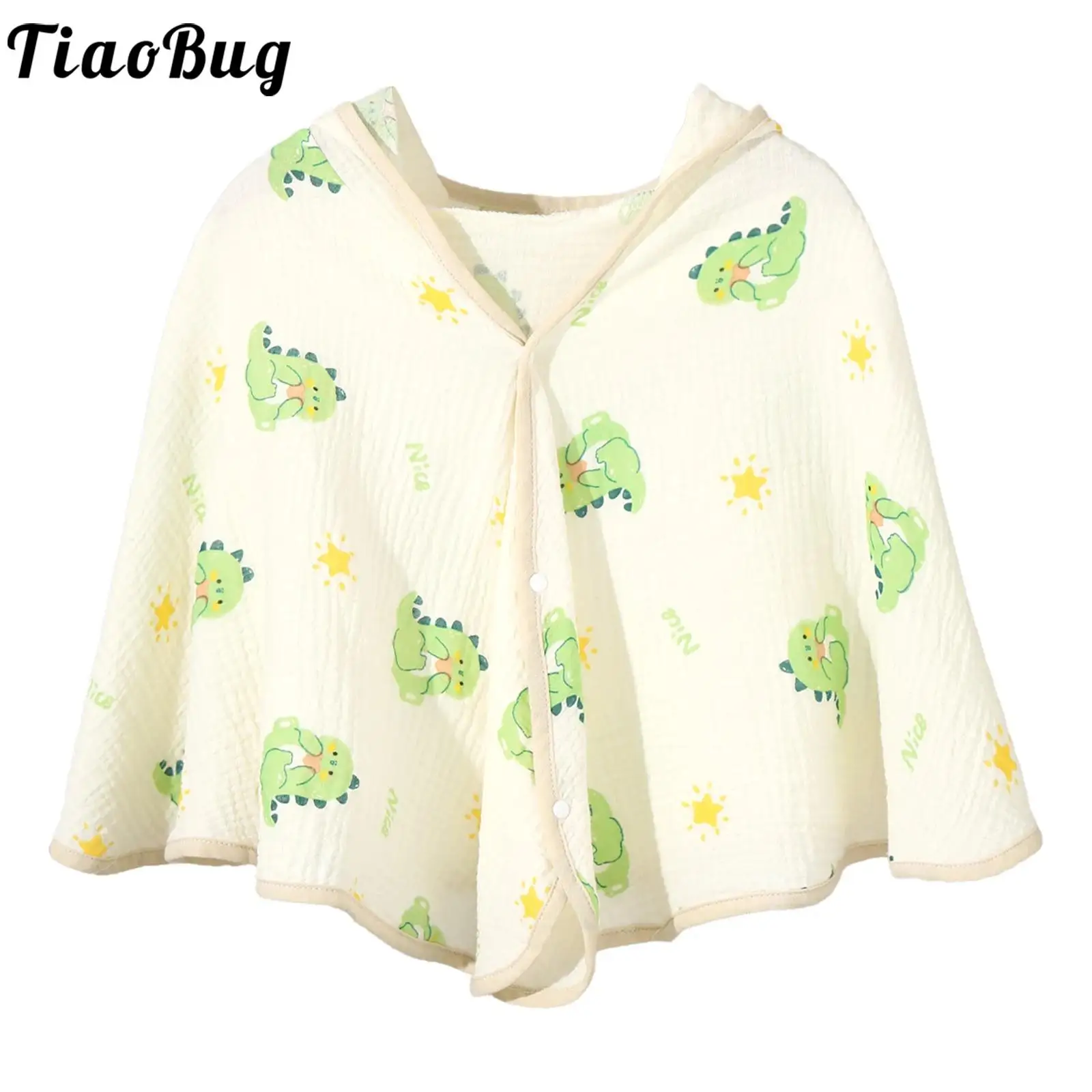 Baby Boys Girls Cute Cotton Bath Towel Hooded Printed Press Button Bathrobe Child Warm Towels Bathroom Beach Pool Outdoor Cloak