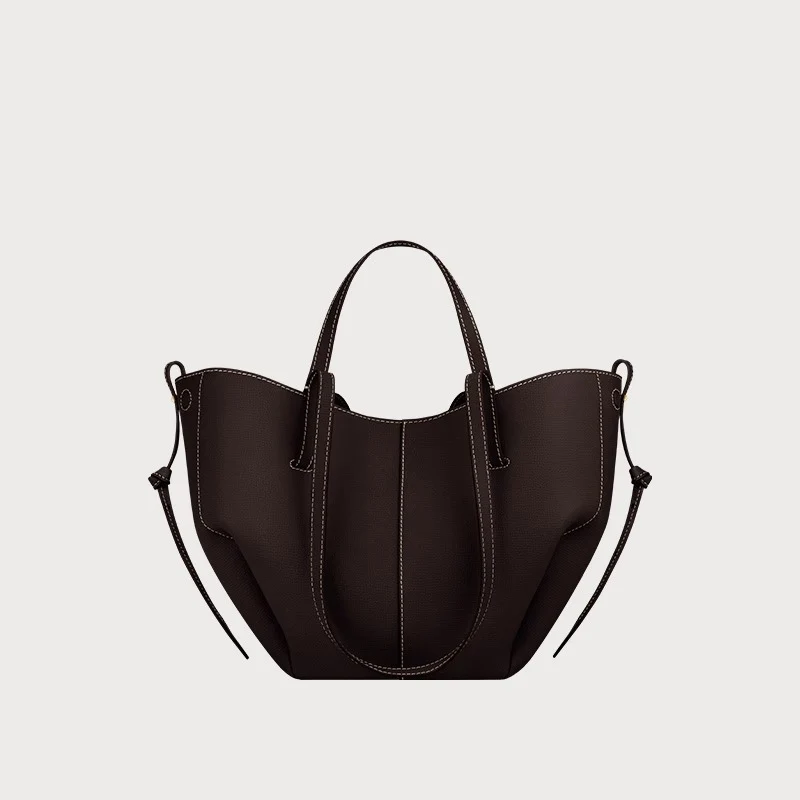 

Women's large capacity leather hand-held wing bag, pleated underarm tote bag, casual and fashionable one shoulder underarm bag