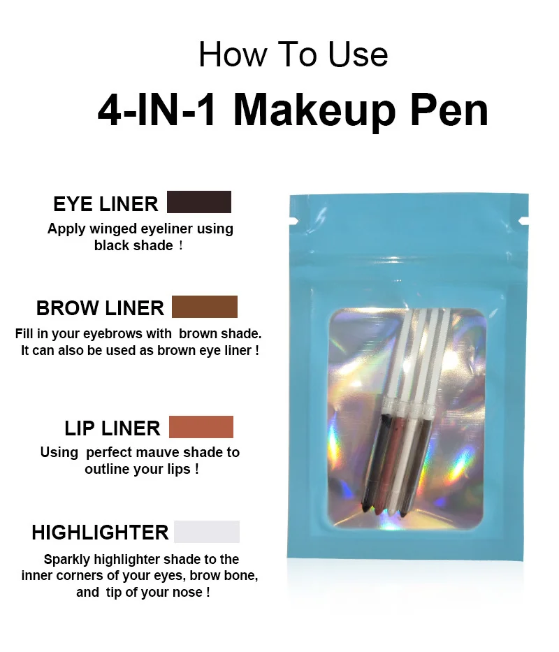 4-in-1 wenkbrauwpotlood make-up pen waterdicht wenkbrauw langdurig gemakkelijk kleur wenkbrauwpen gemakkelijk kleur tekening potlood make-up tools