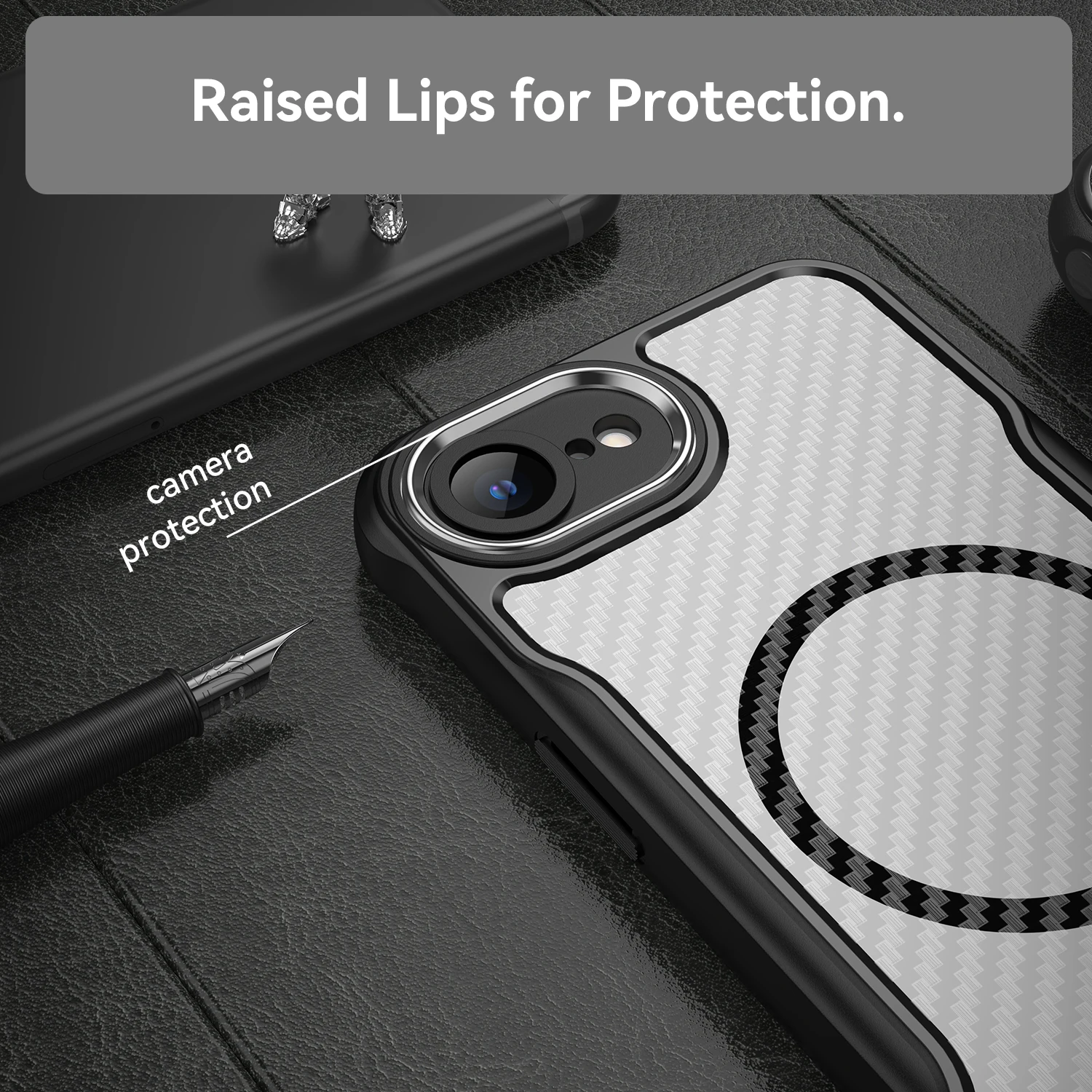 Magnetic Carbon Fiber Pattern TPU+PC Case For iPhone 16E iPhone16E SE 2025 SE4 5G ShockProof Alloy Lens Phone Cover