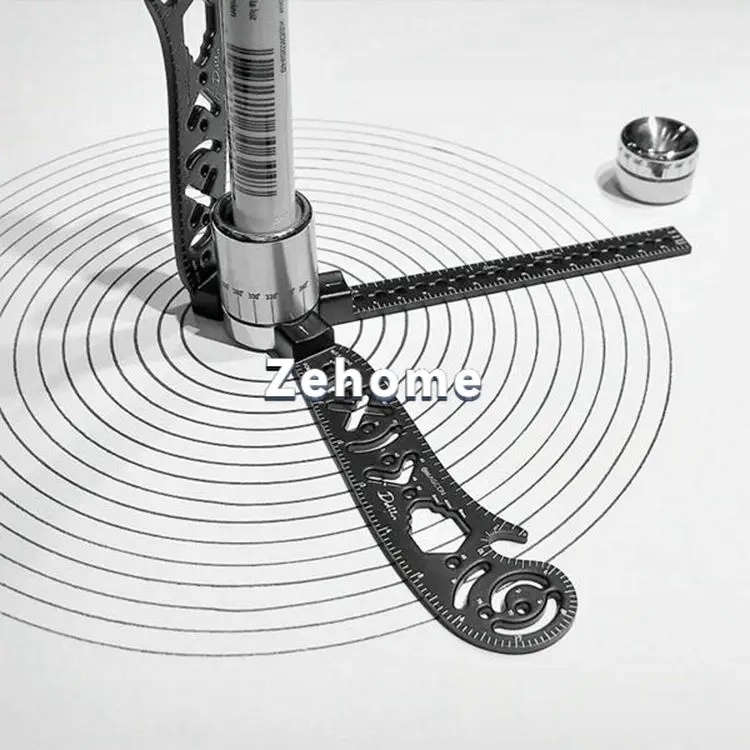 Drawing ruler Multifunctional EDC compass Creative drawing tool Art office compass with magnetic ruler, drawing supplies