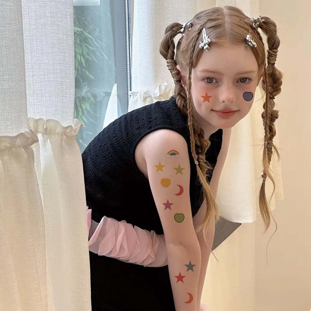 10 قطع/مجموعة ملصقات وشم صغيرة ملونة لتزيين الجسم وحفلات أعياد الميلاد وملصقات وشم للاستعمال مرة واحدة