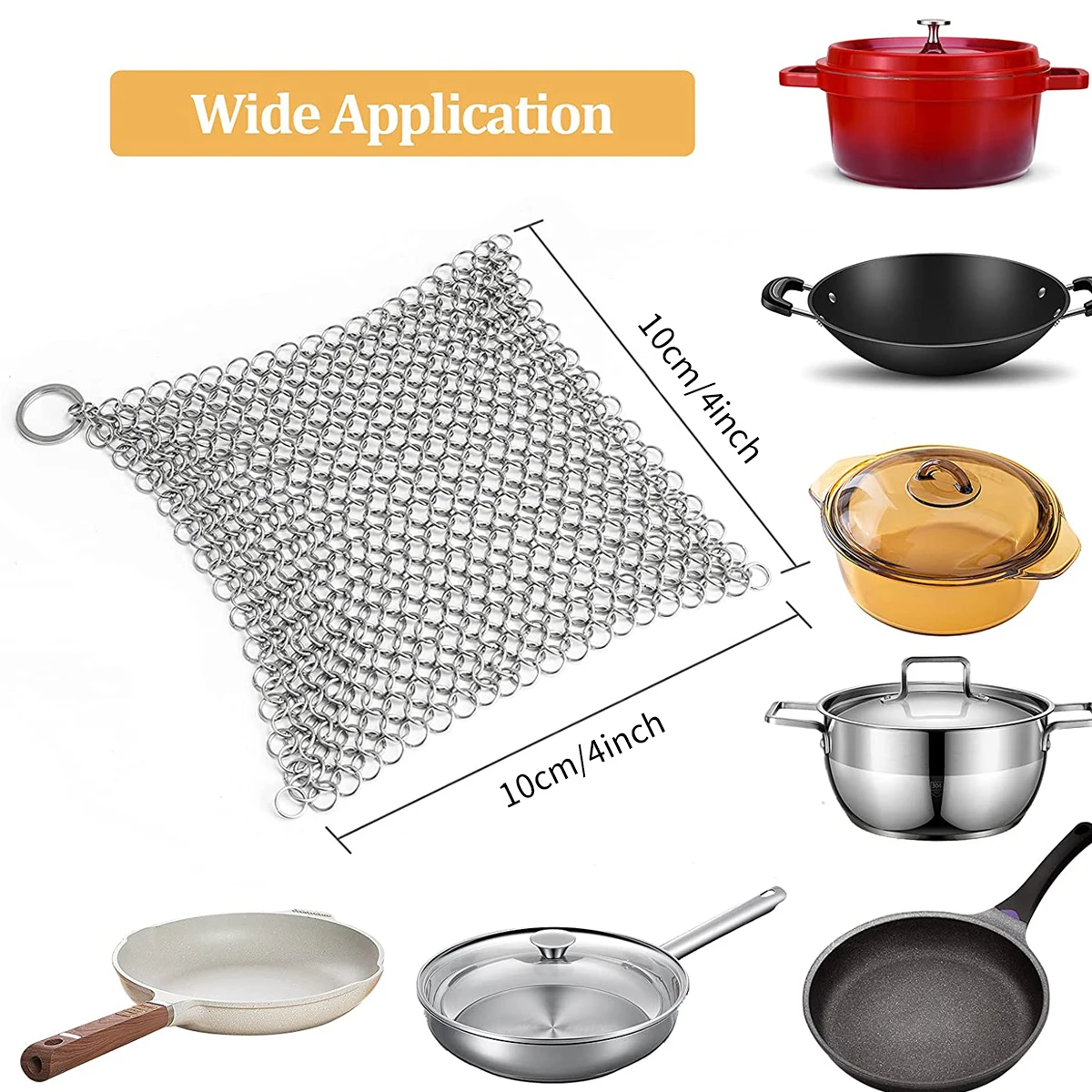 Leeseph Kitchen Cleaning Ring Stainless Steel Cleaner Chainmail Scrubber Accessories Reusable Washing Net Cleaning Tool for Home