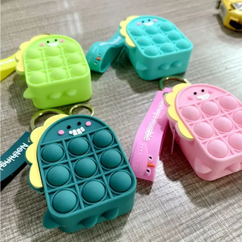 1PSC New Colorful Simple Dimple Messenger Bag Fidget Toys Push Bubble Antistress Children Toy Pop Its Keychain Wallet Wholesale