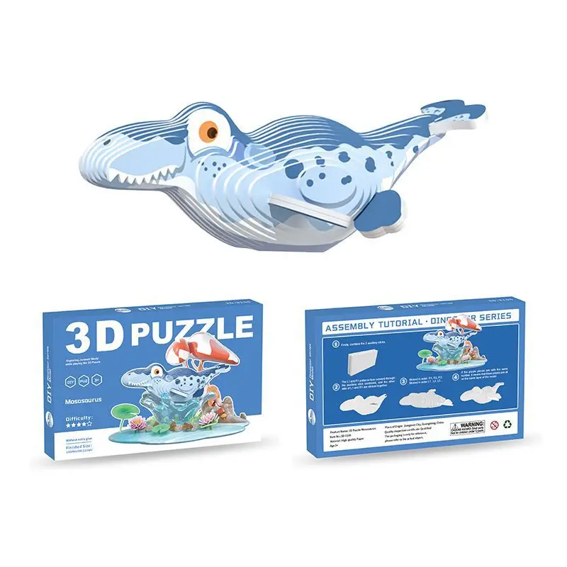 Mosasaurus 3D bricolage à la main papier Puzzle jouet enfants Puzzle blocs de construction Animal modèle créatif ornement