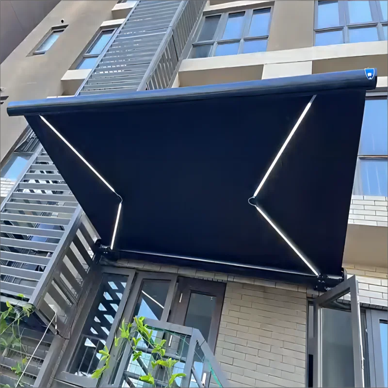 Electric Balcony Awning Full Cassette Aluminum Awnings Rainproof Retractable  Acrylic Awning