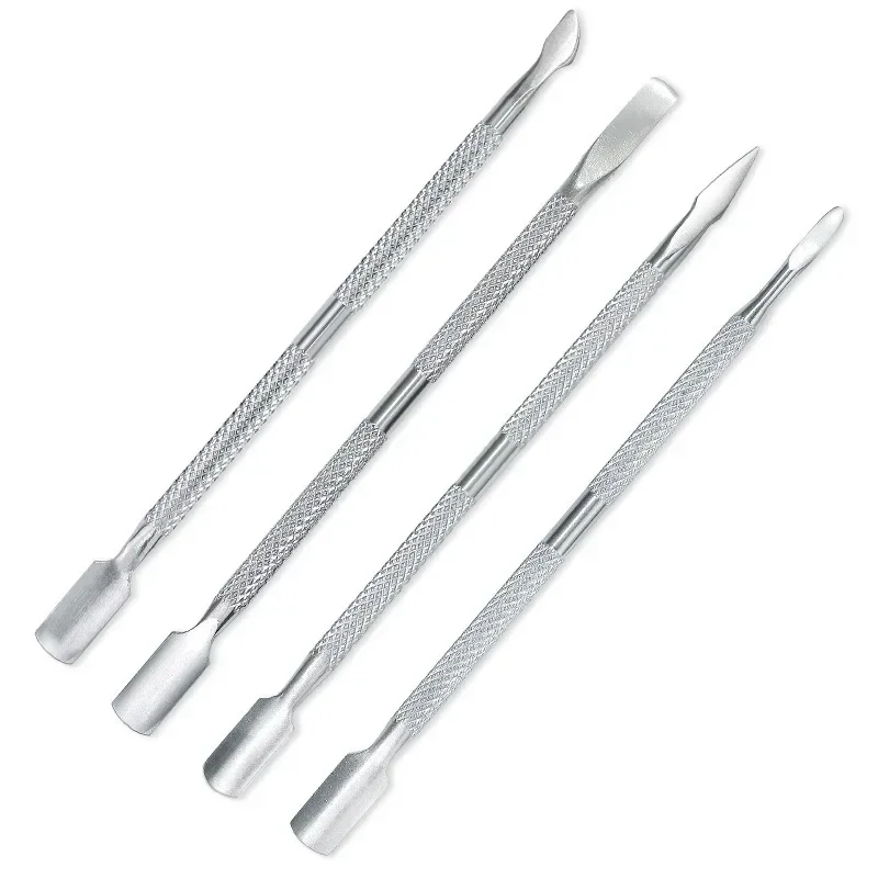 4pcs 1pcs Nail Manicure Care Tools Double-Headed Dead Skin Cuticle Push Stainless Steel Leather Forked Removing Tools Manicure