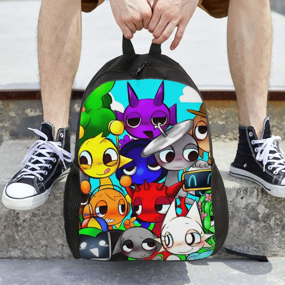 Mochila de dibujos animados Sprunki para juegos infantiles, mochilas escolares preescolares para niños y niñas