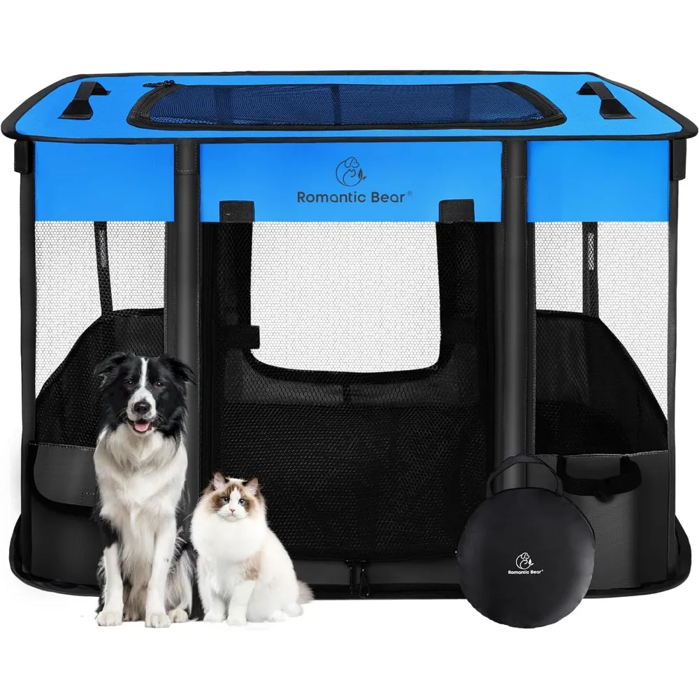 

Dog Playpen,Pet Playpen,Foldable Dog Cat Playpens,Portable Exercise Kennel Tent Crate,Water-Resistant Breathable Shade Cover