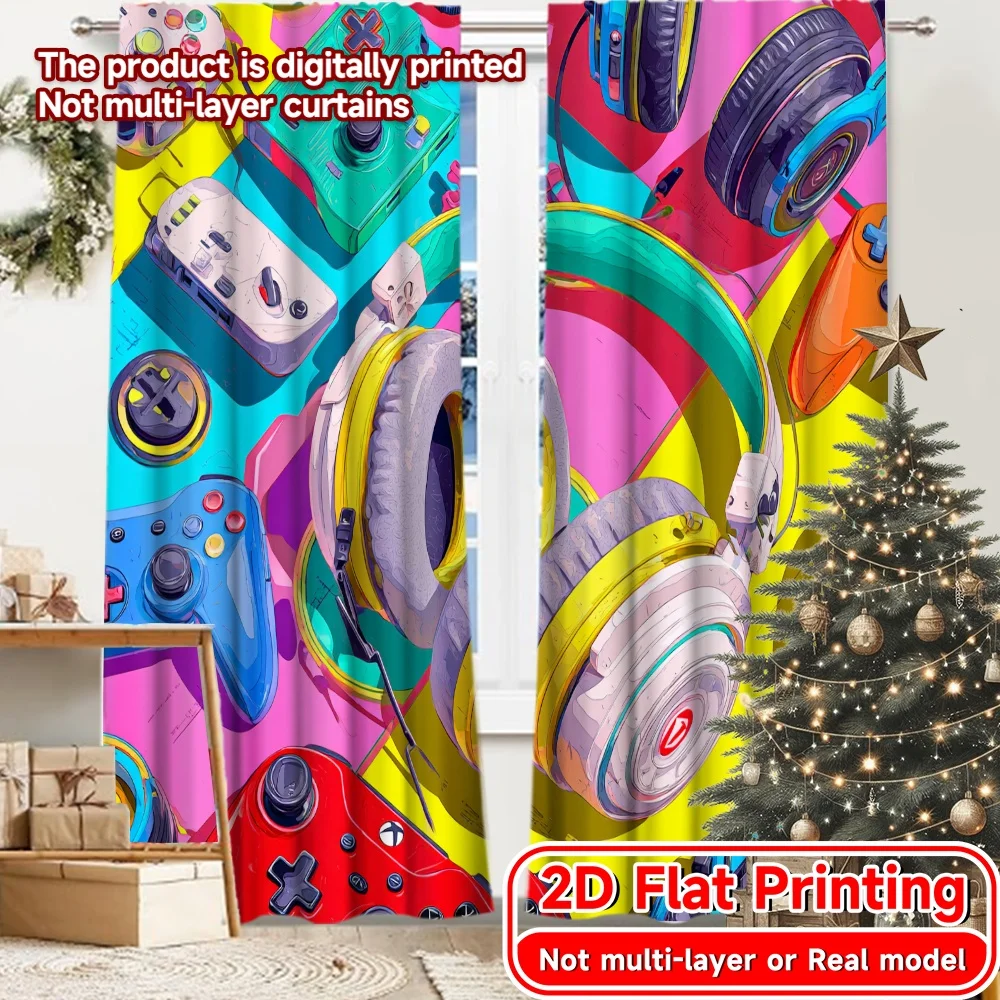 2D Flat Printing,2pcs NeonGamerSetup Minimalist Chic Curtains Versatile Durable Polyester Curtains Versatile All Perfect for