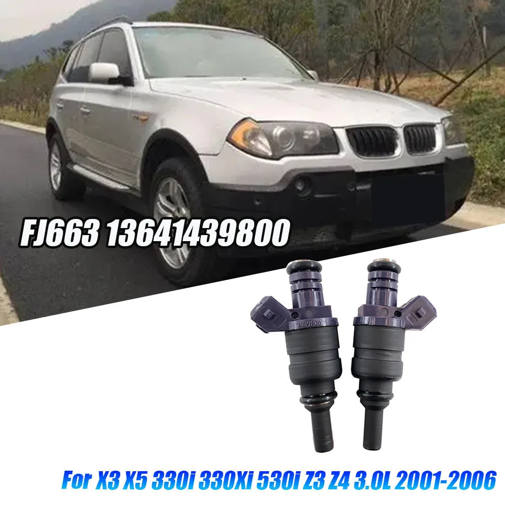 2Pcs Fuel Injector Nozzle FJ663 13641439800 for BMW X3 X5 330I 330Xi 530I Z3 Z42001-2006 3.0L 13537546244 13641427240