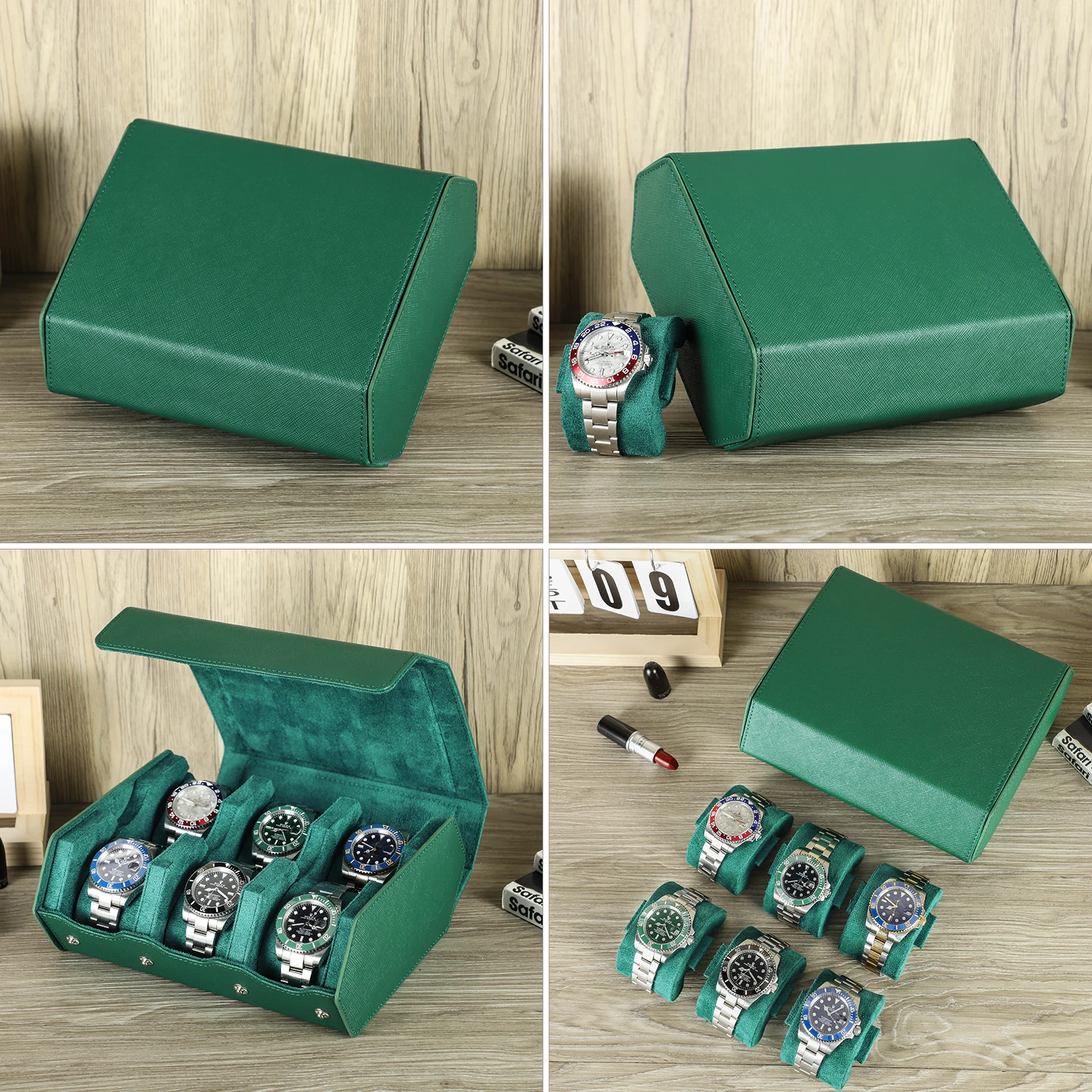 CONTACTS FAMILY 6 Slot Watches Box Storage Genuine Leather Watches Travel Holder Box Watch Protector Shockproof Display Case