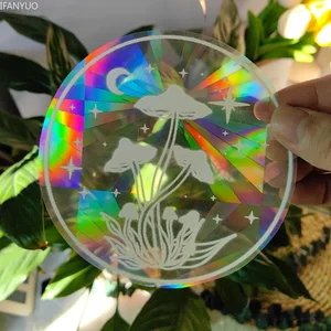 PVC selbst kleber Glasfenster Aufkleber, Sonnenfänger, Sonnenlichtabziehbilder, Cat Moon Energy Suncatcher Tapete, Regenbogen-Prismas-Aufkleber 12 Hauptverkaufsaufkleber Arco Iris Fenster - №10