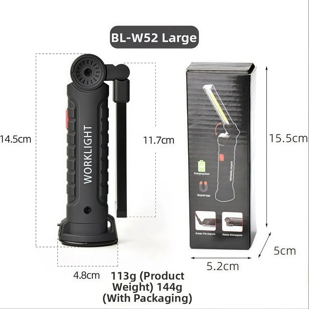 

Светодиодный фонарь COB с магнитом и крючком, перезаряжаемый рабочий фонарь, водонепроницаемый, с сильным светом, ручной прожектор для ночной работы на открытом воздухе