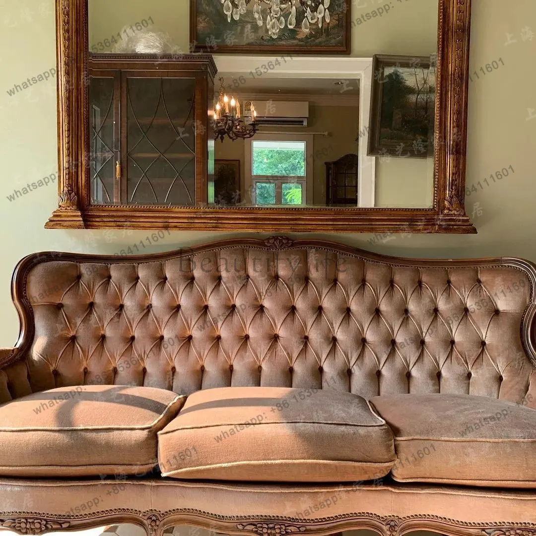 XX American sofa carved single double triple combination leisure chair