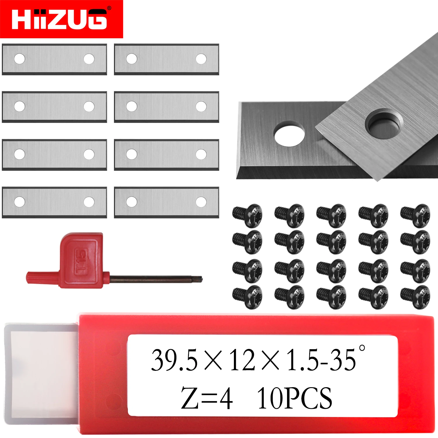 39.5mm Carbide Inserts Cutters Scraper Blades 4 Edges for Painting Scraper Spiral Helical Planer Router Bit CutterHead 10pcs