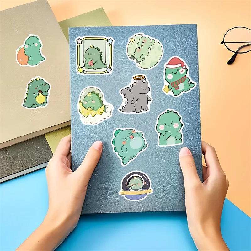 10/30/50PCS Kawaii Green Dinosaur PVC Sticker Aesthetic Korean Children's Decoration Scrapbooking Stationery School Supplies