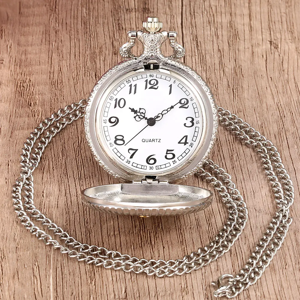 Montre De poche en argent et Quartz pour hommes, style Vintage, cadeau idéal