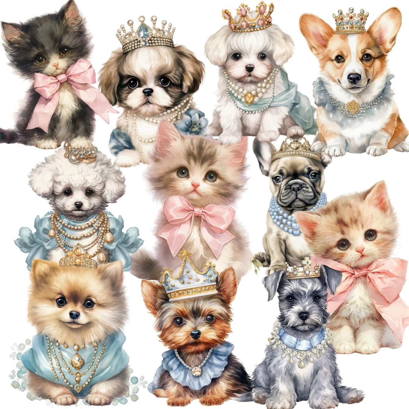 18pcs Cute Hand drawn wealthy pet dog Sticekrs for Phone Car Label Decorative Stationery  Scrapbooking DIY Diary Album planner