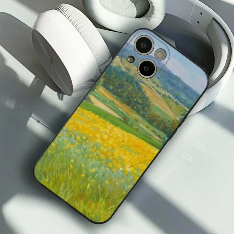 Retro Countryside Scenery Oil Painting Phone Case FOR IPhone 14 13 11 12 Pro 8 7Plus X 13Pro MAX XR XS MINI SE 2020 Black Covers