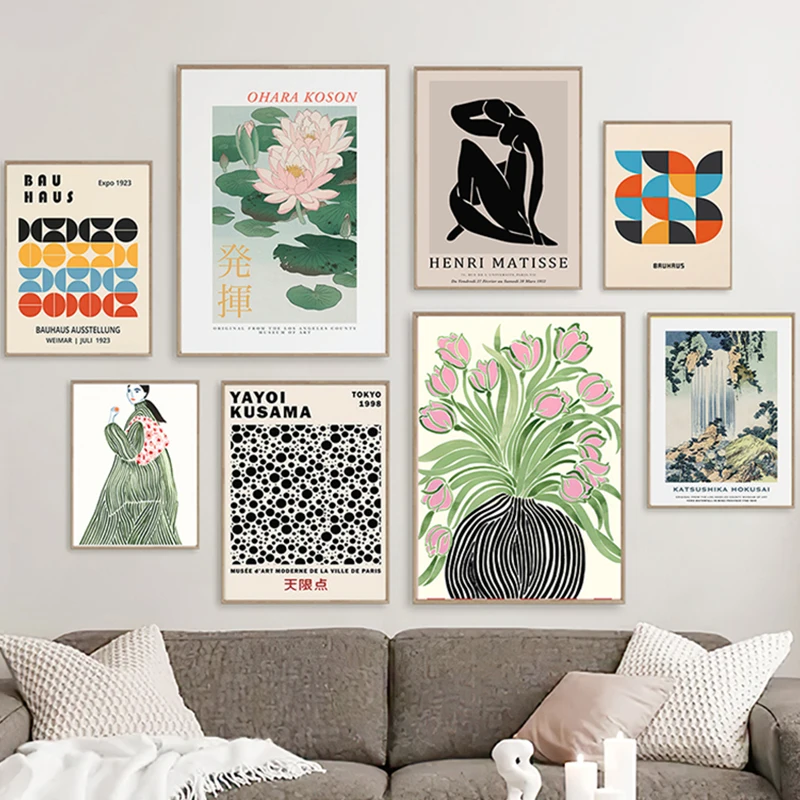 （2D Canvas painting） Matisse Bauhaus Hokusai Ohara Art Posters Vintage Guest Room Home Bar Cafe Decoration Home Decoration Pr