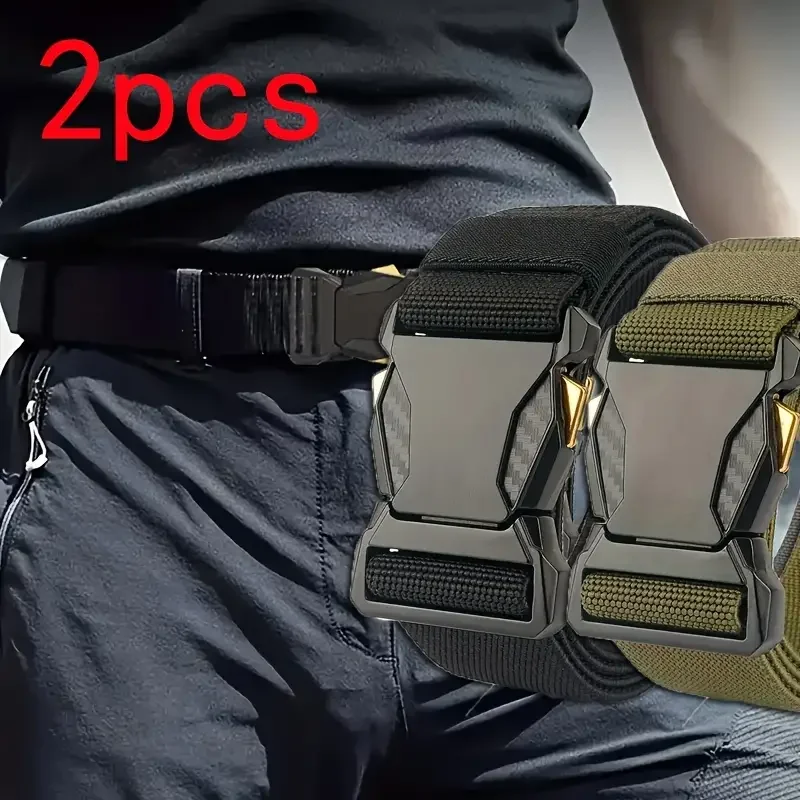 2PC Versatile Men's Tactical Belts - Durable, Adjustable Design - for Outdoor Hunting & Sports Enthusiasts