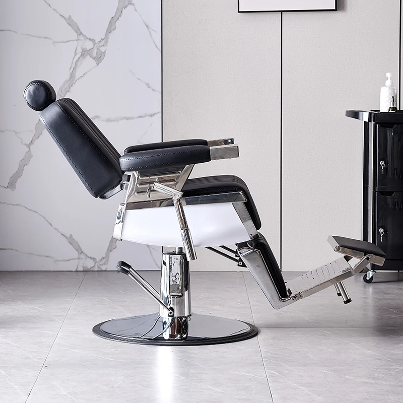 Upscale Retro Men\'s Oil Head Barber Chair Hair Salon Can Put down Shaving and Trimming Hair Cutting Chair