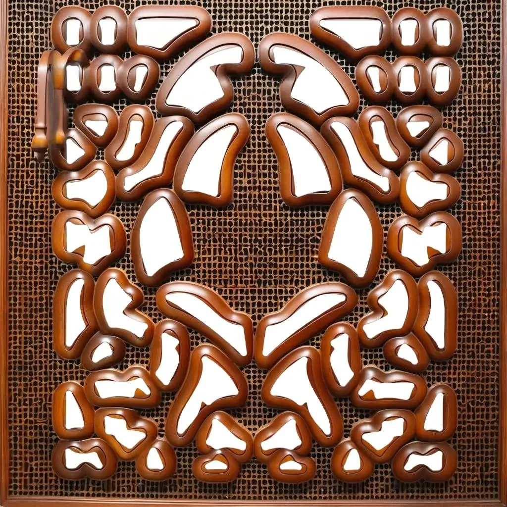 Hand-Carved 5-Panel Room Divider | Brown Solid Mango Wood | 200x165 cm Privacy Screen