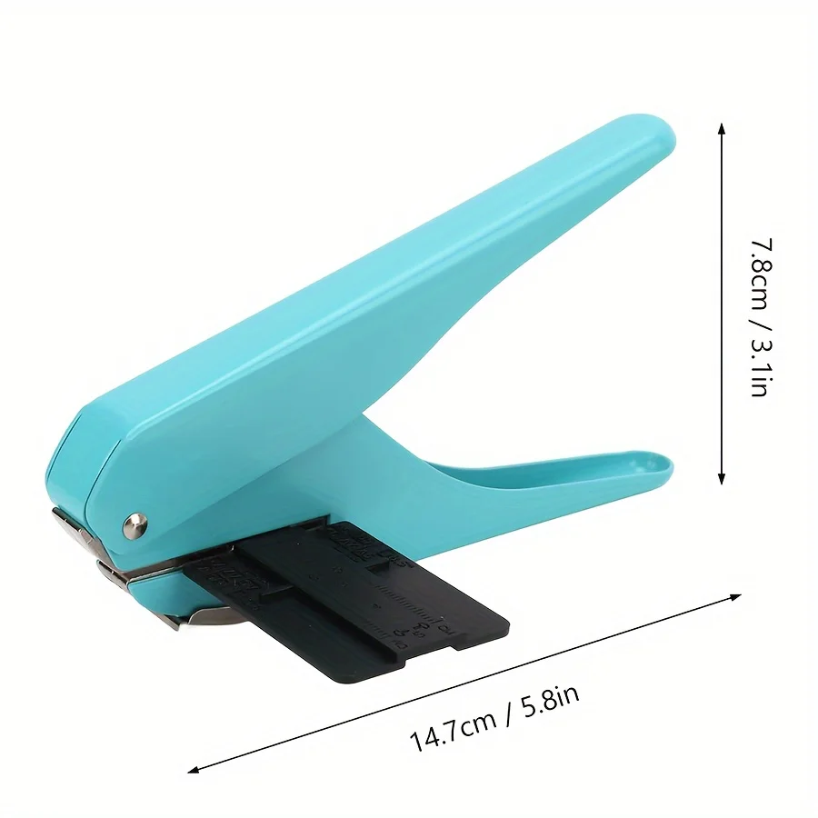 Blue single hole punch, mushroom-shaped hole punch, with chip collector, easy and quick use, hole punch with positioning ruler