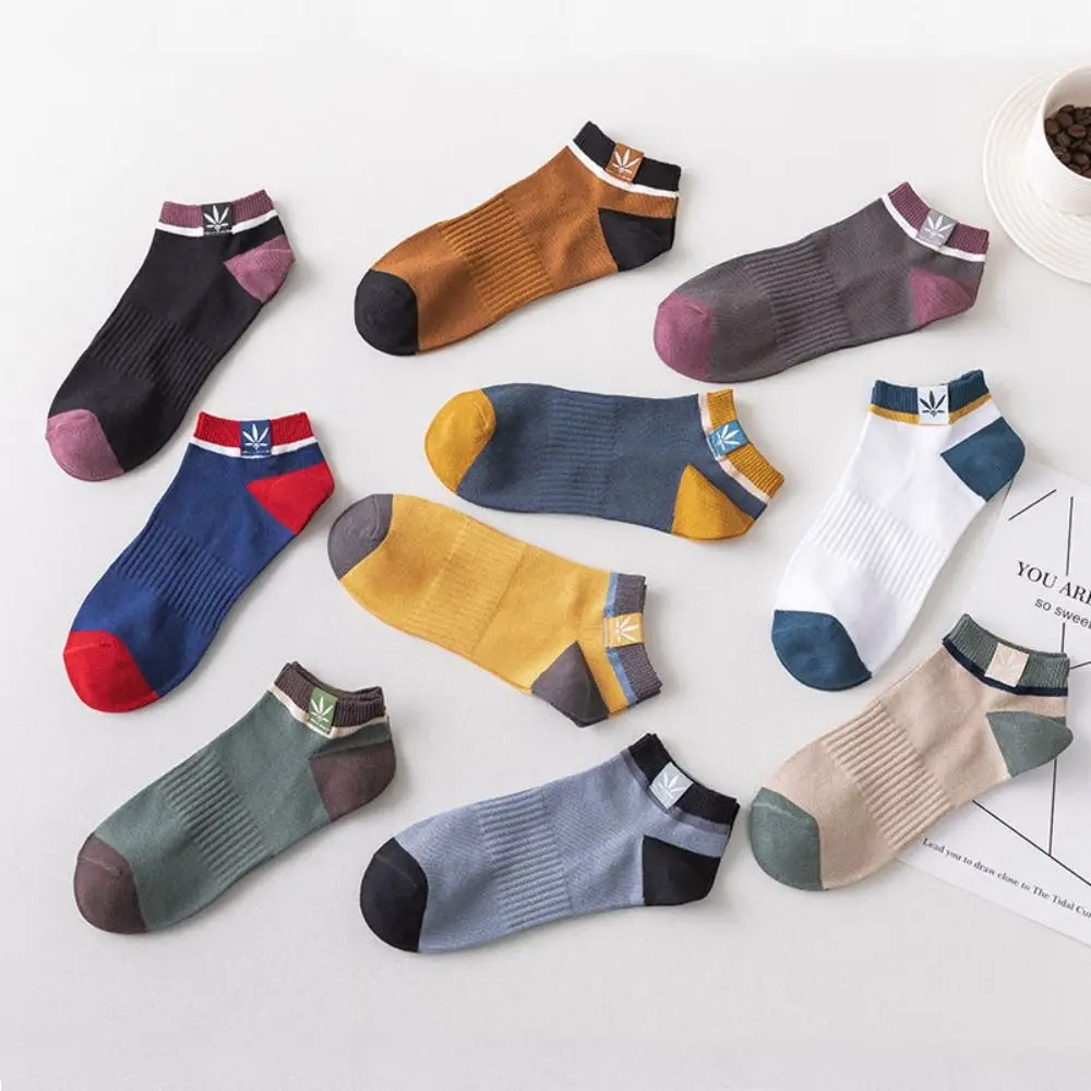 

10Pairs Sports Men Socks Fashion Colorful Maple Leaf Cotton Socks Absorb Sweat Short Socks Women