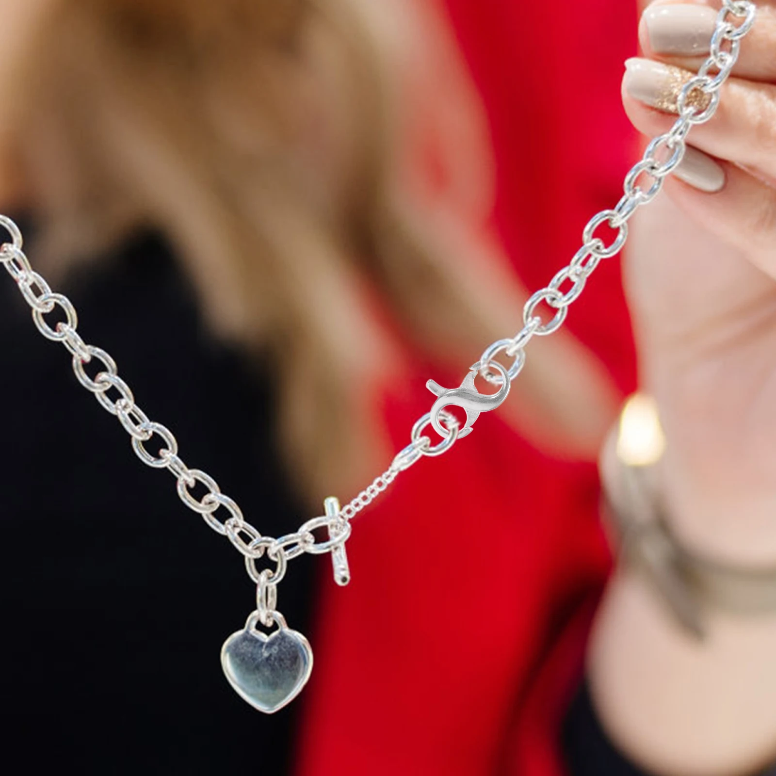 

S925 Sterling Silver Double Lock Clasp Small Size White Gold Plated DIY Jewelry Accessories Lobster Clasp Converter Necklace