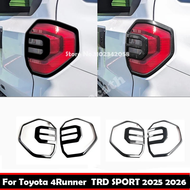 

Для Toyota 4Runner TRD Sport 2025 2026, черный АБС-пластик, крышка заднего фонаря из углеродного волокна, накладка, защитная рамка для лампы, аксессуары