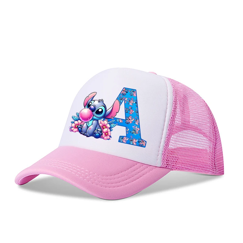 Stitch Disney – casquette de Baseball pour garçons et filles, lettres de dessin animé, chapeau d'été en maille respirante, mignon, bonnet de soleil, couvre-chef, cadeaux pour enfants